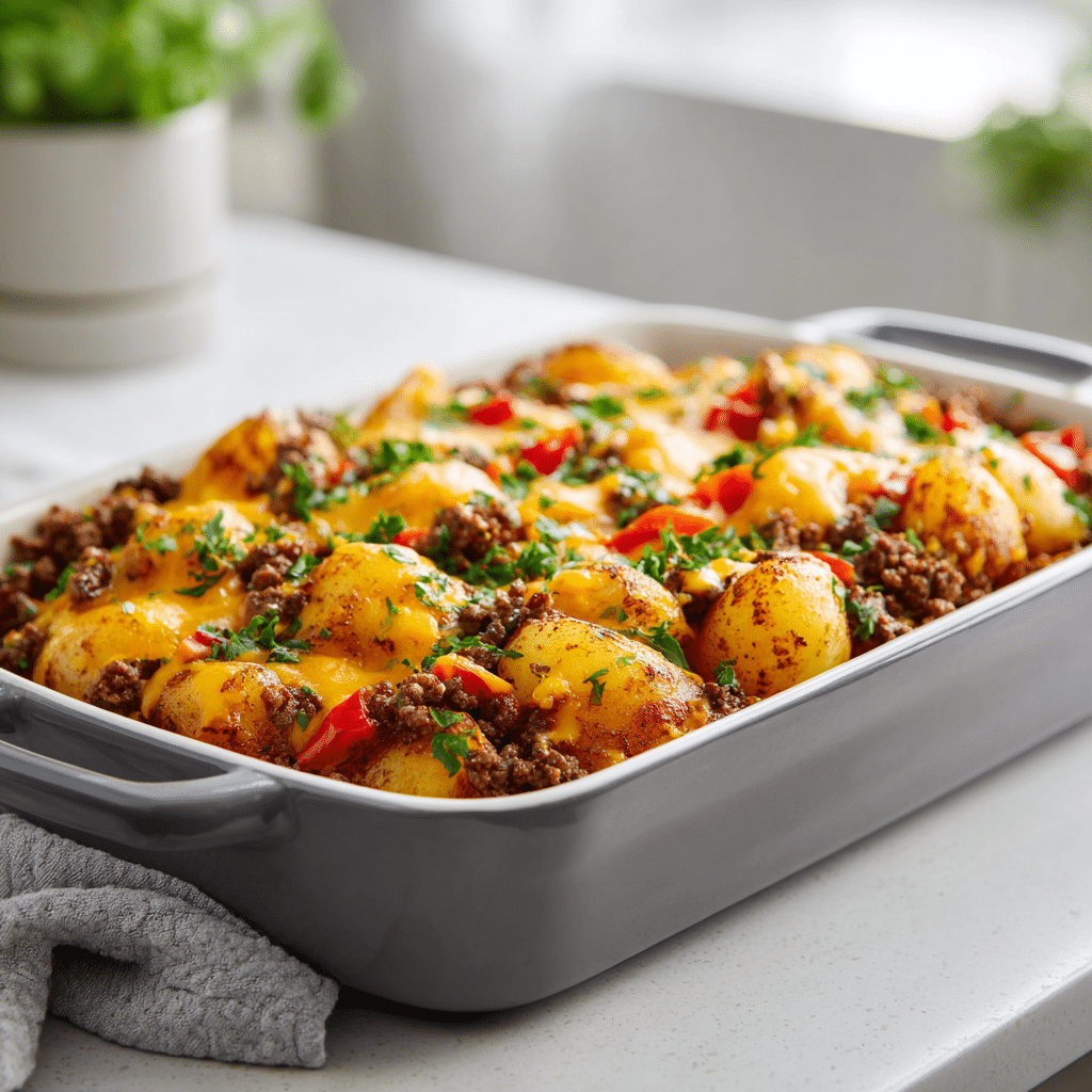 Hobo Casserole with Ground Beef & Potatoes