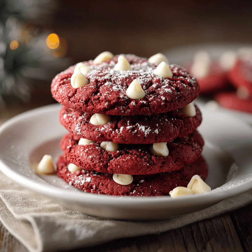 Red Velvet Cookie Ingredients neatly arranged on a marble surface