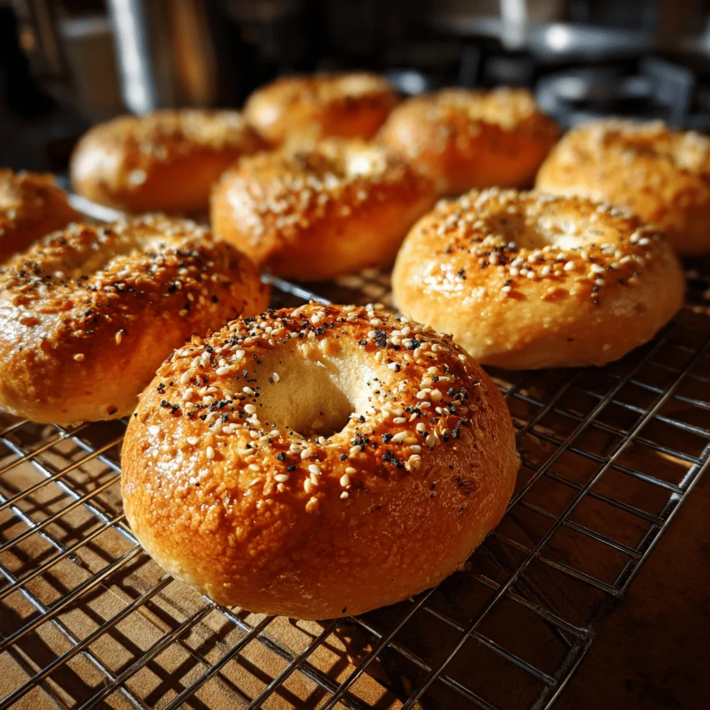Freshly baked Greek Yogurt Bagels with everything seasoning