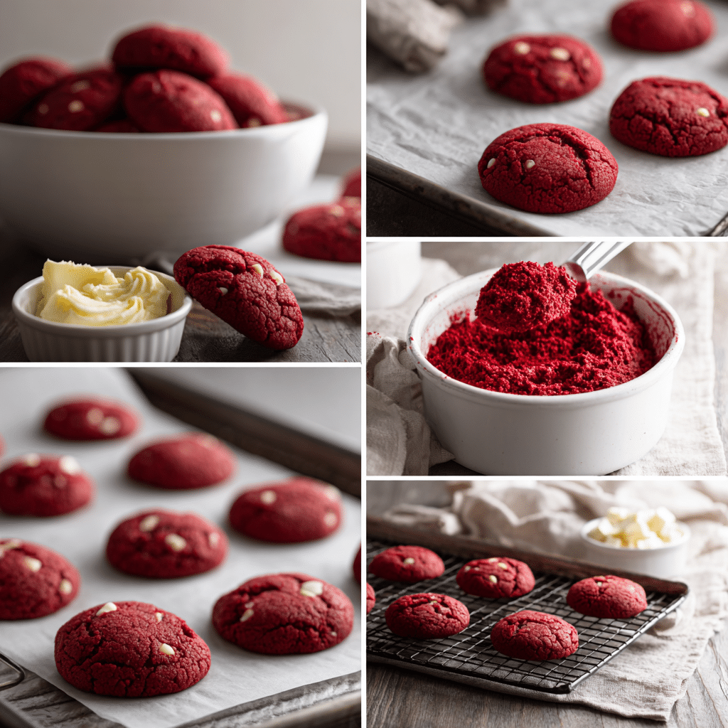 Crumbl Copycat Red Velvet Cookies: An Irresistible Homemade Delight 4 Étapes réalistes Red Velvet Cookies cuisine moderne