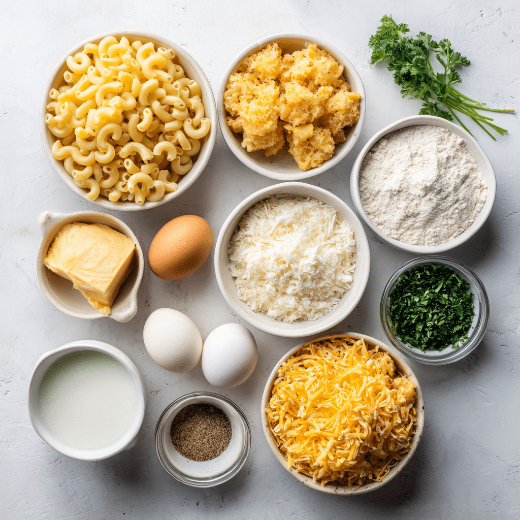 Ingredients for Cheesecake Factory Air Fryer Fried Macaroni and Cheese Balls