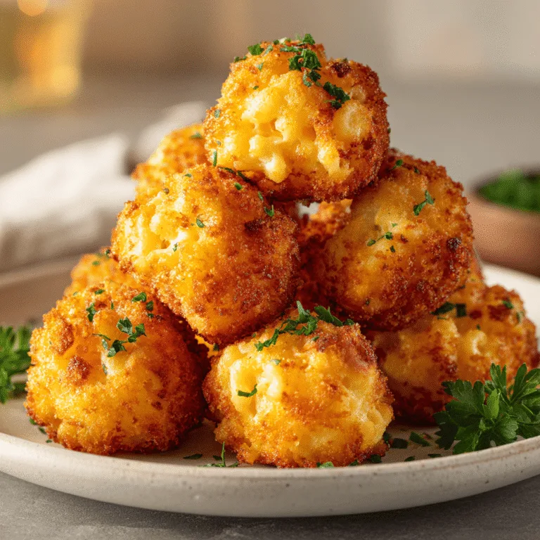 Cheesecake Factory Air Fryer Fried Macaroni and Cheese Balls on plate