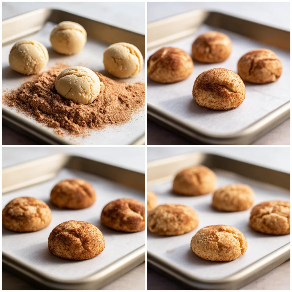 Cheesecake Stuffed Snickerdoodles recipe steps collage