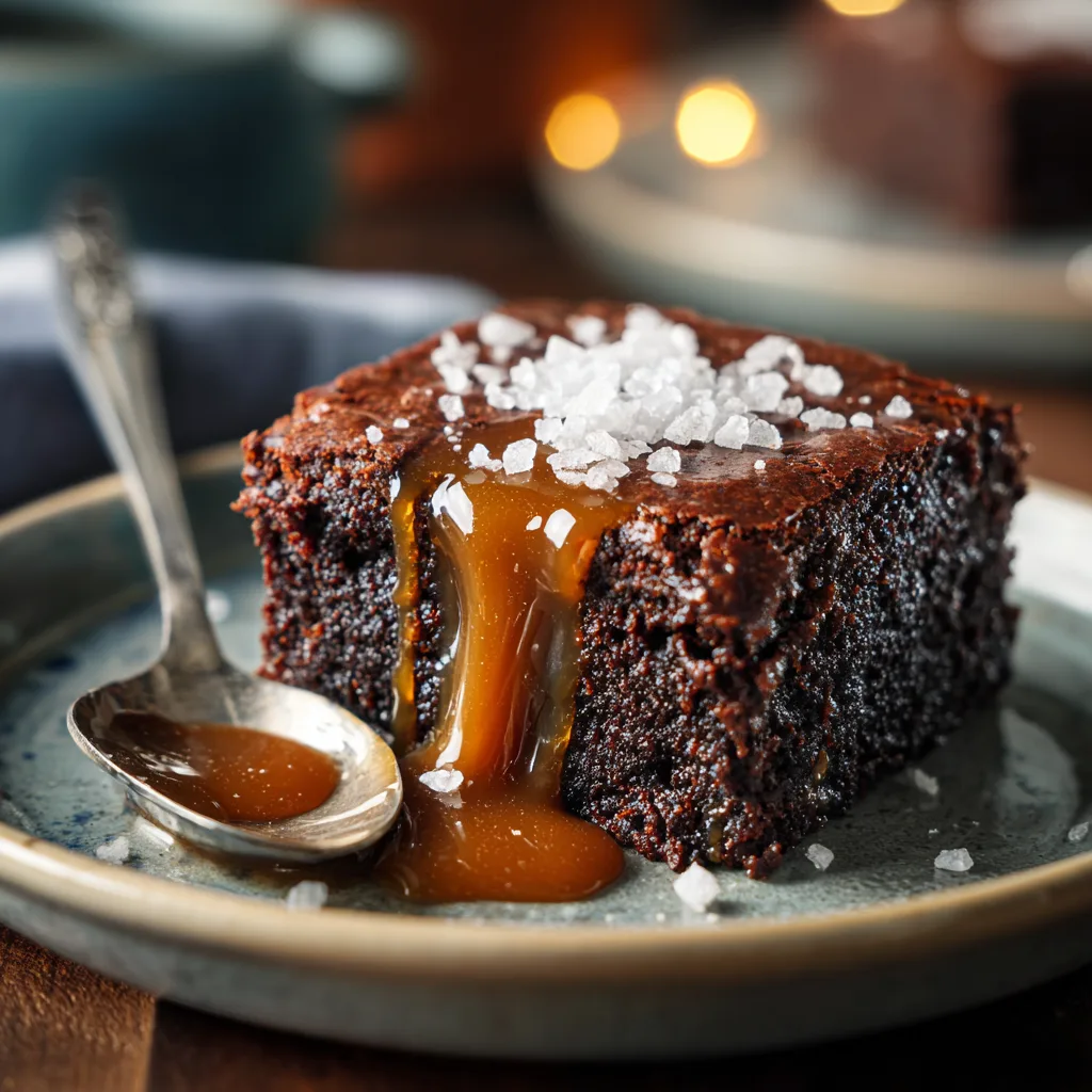 Molten Salted Caramel Brownies for Irresistible Thanksgiving Desserts 4 Molten Salted Caramel Brownies