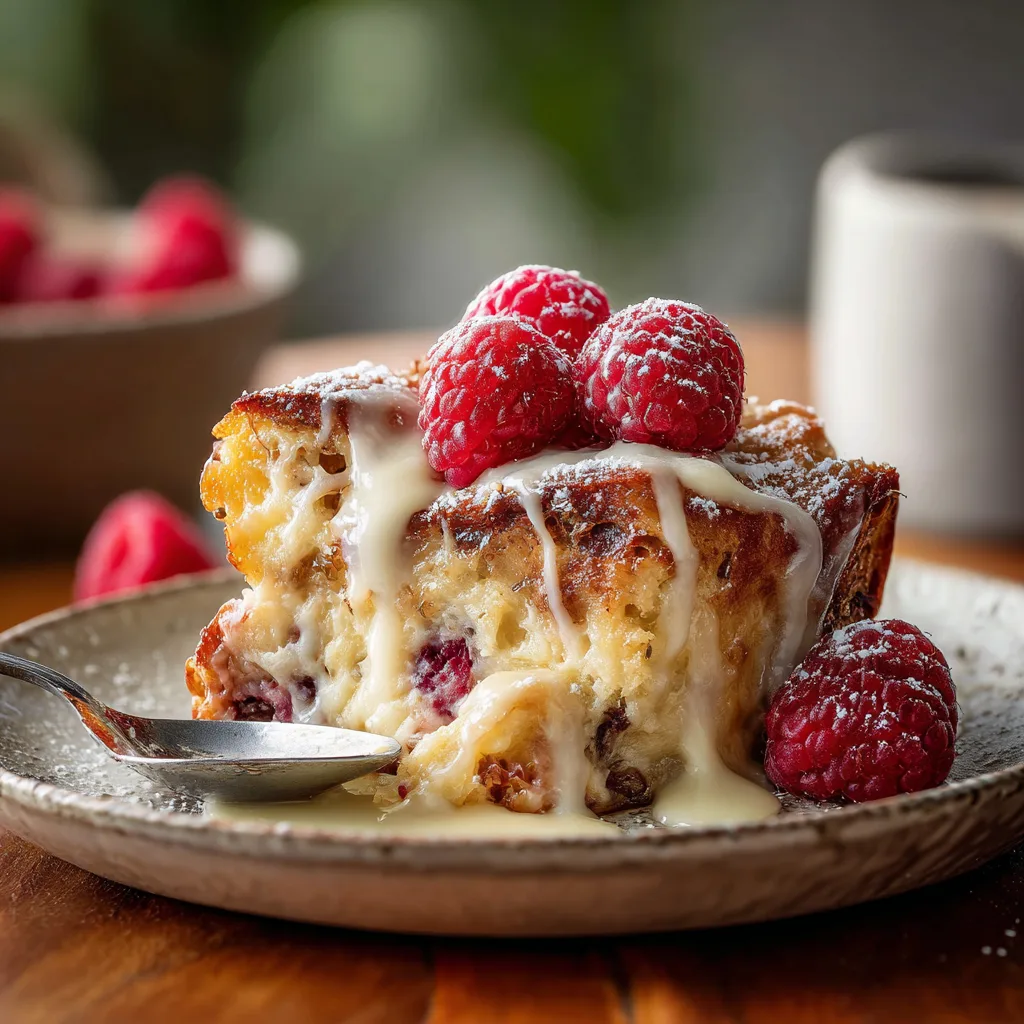 White Chocolate Raspberry Bread Pudding