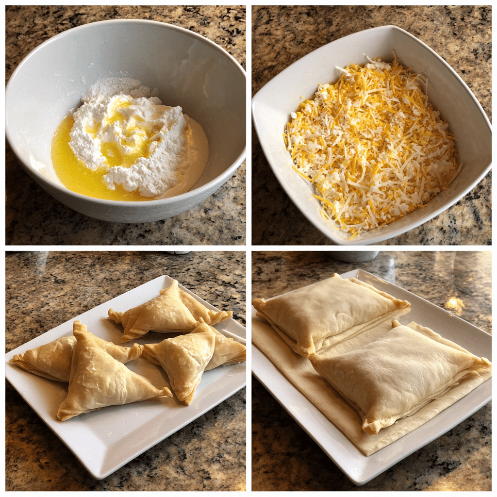 Amateur step-by-step collage for making Cheese Danish Delight