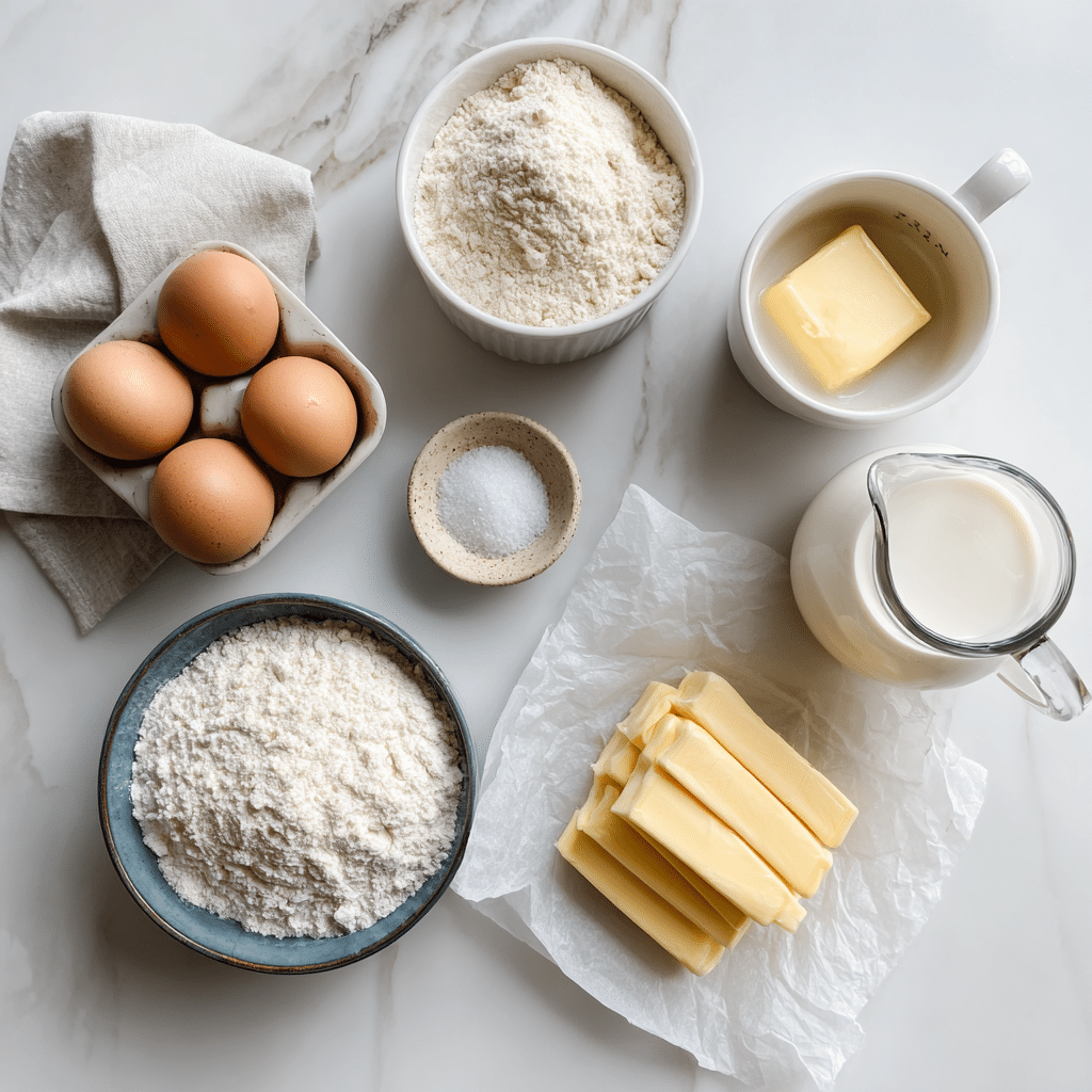 Ingredients for Breakfast Rolls on marble countertop