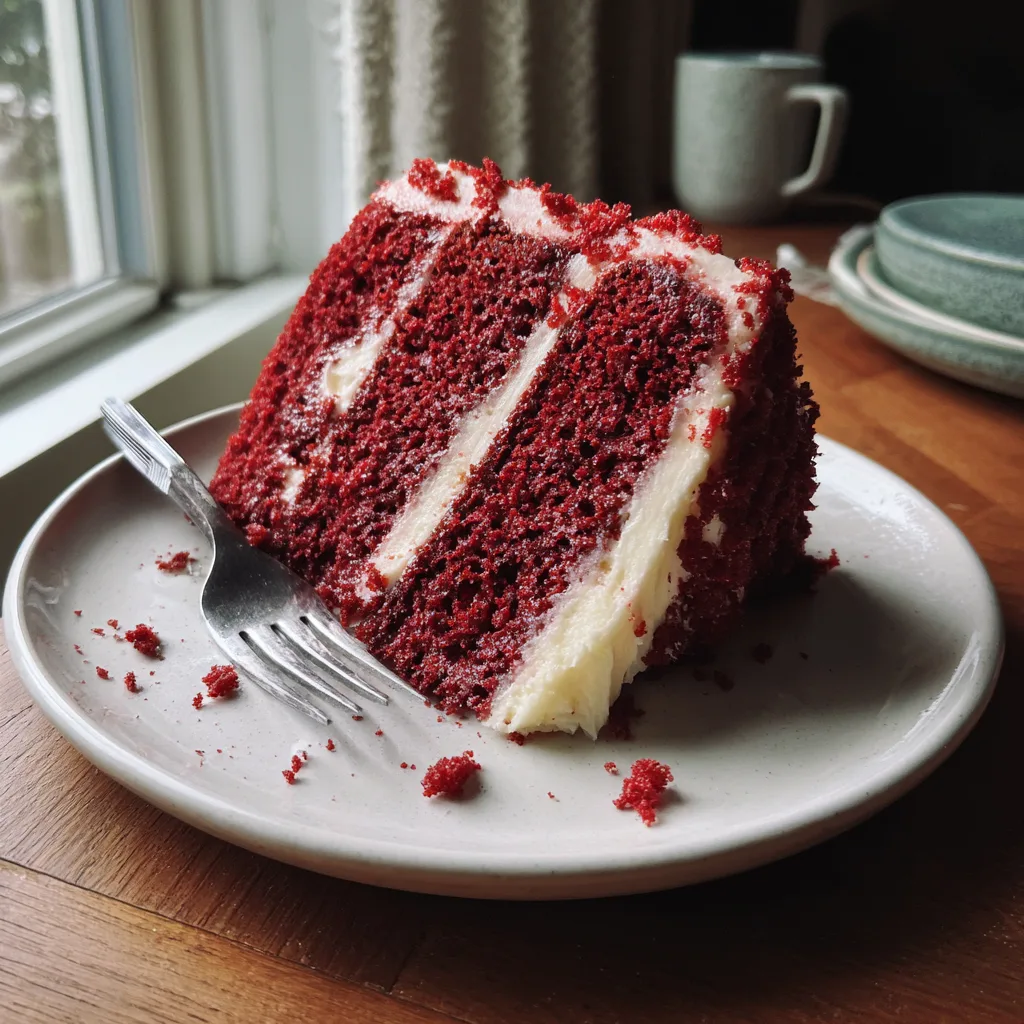 Slice of Red Velvet Cake on plate amateur photo iPhone 16 Pro