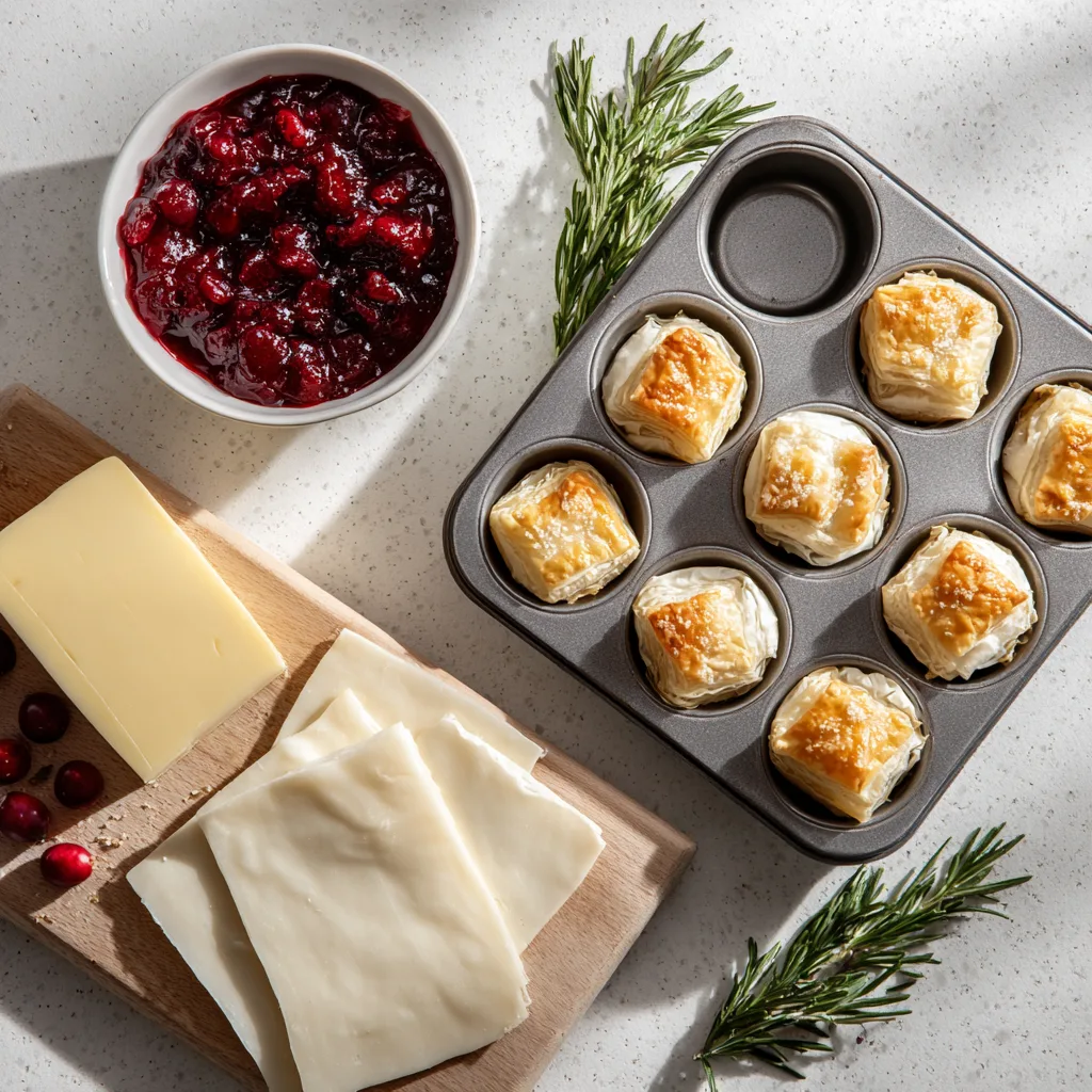 Ingredients for Mini Cranberry Brie Bites with Puff Pastry