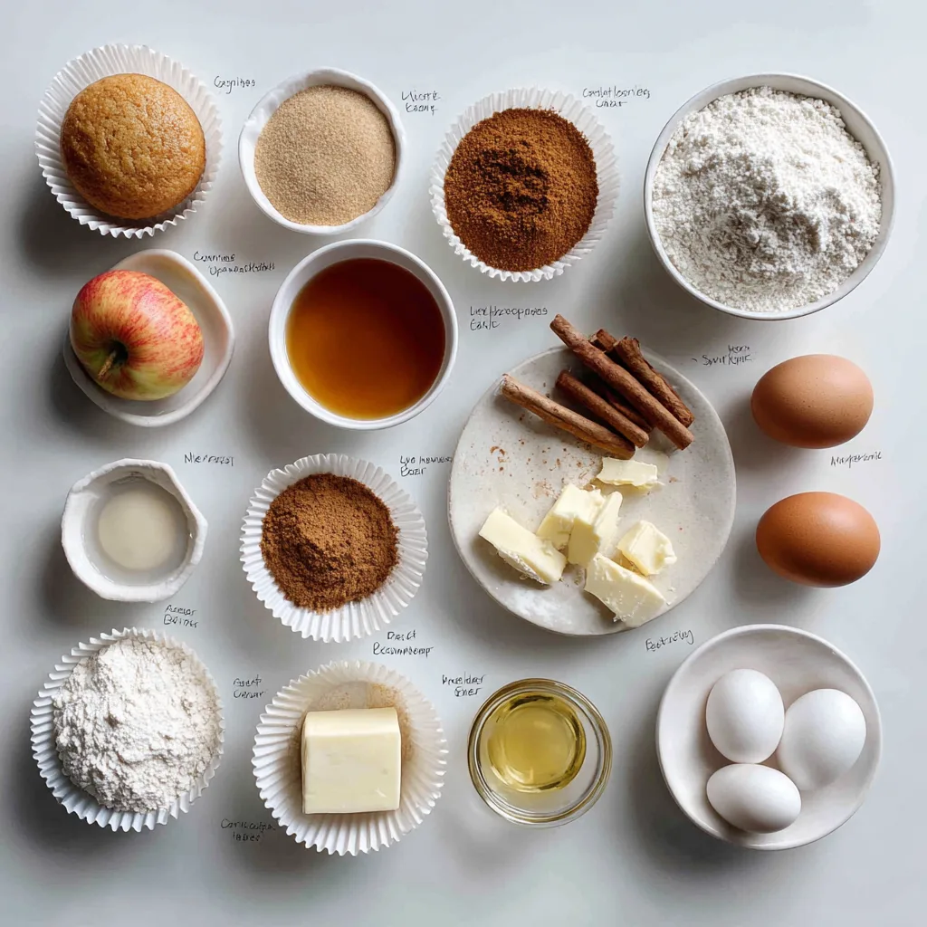 Apple Cider Donut Cupcakes ingredients laid out on kitchen counter