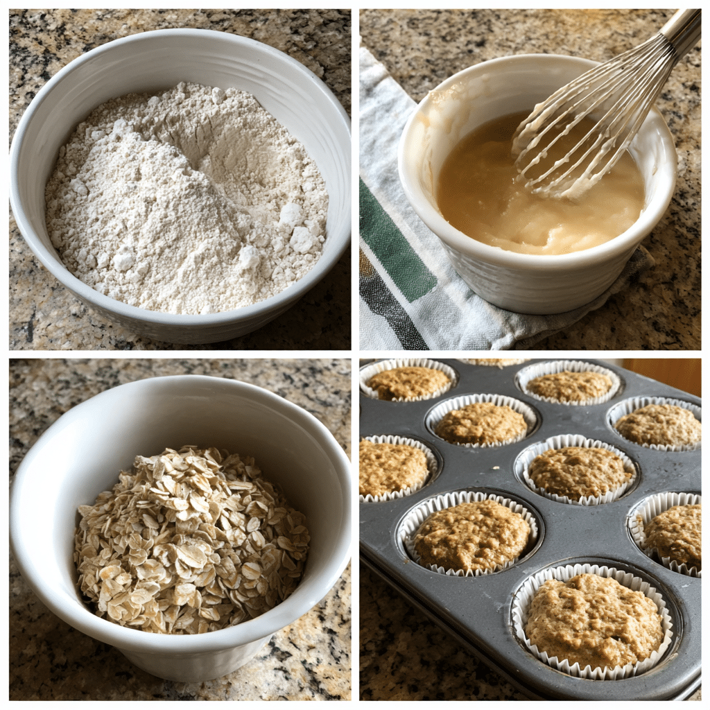 Casual step-by-step process for making oatmeal muffins