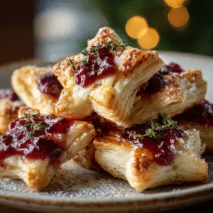 Mini Brie Stars with Cranberry Jam (Festive Puff Pastry Bites)