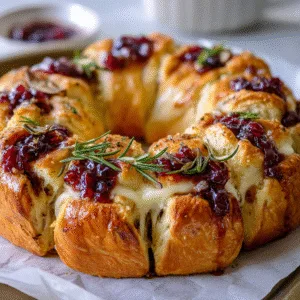 Cranberry Brie Pull-Apart Bread Wreath