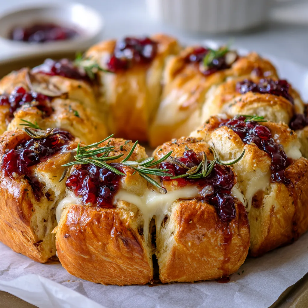 Cranberry Brie Pull-Apart Bread Wreath