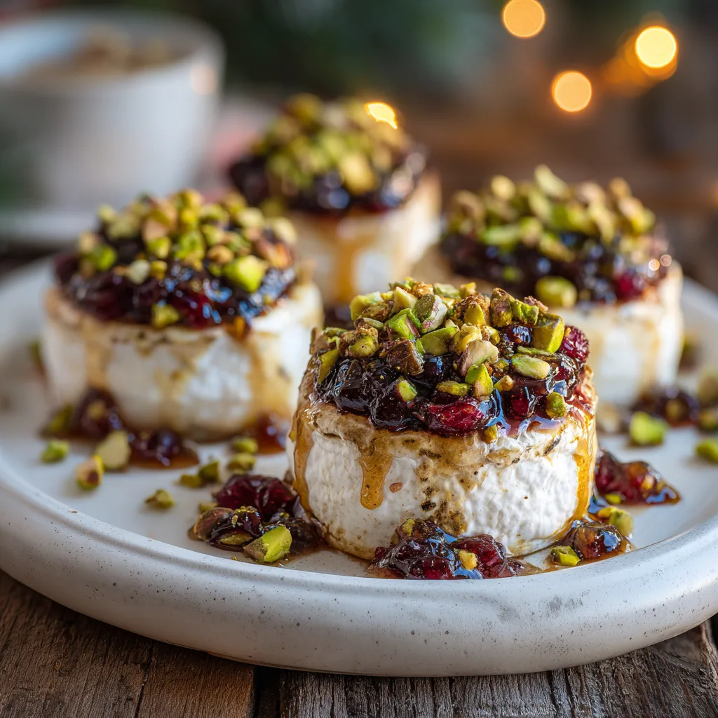 Cranberry Pistachio Baked Brie Rounds