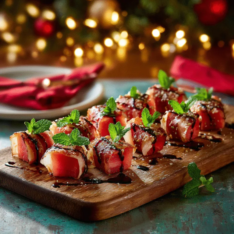 Prosciutto-Wrapped Melon Holiday Bites