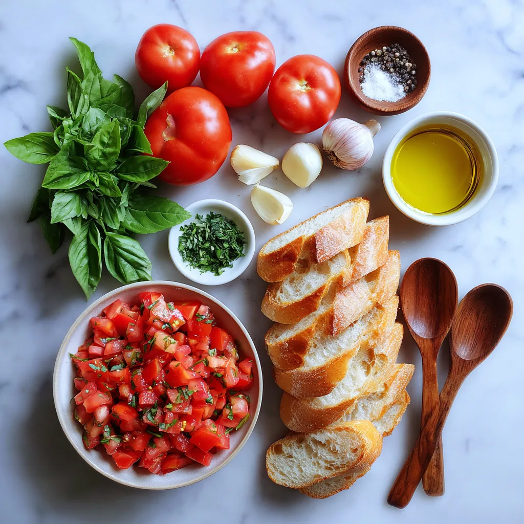 Mini Bruschetta with Tomato & Basil: A Festive Must-Have Christmas Appetizers Hit 2 Ingredients for Mini Bruschetta with Tomato & Basil – fresh tomatoes, basil, and baguette slices