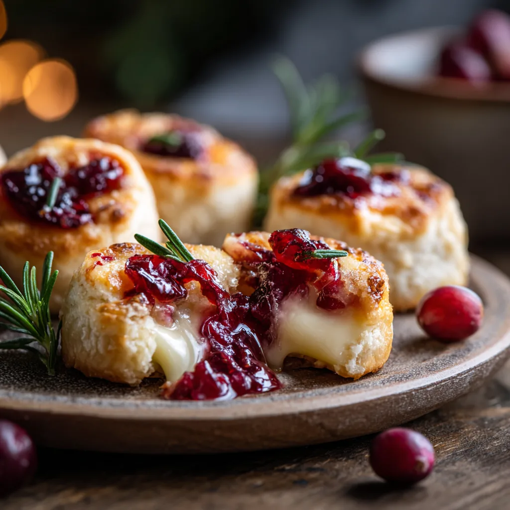 Mini Cranberry Brie Bites with Puff Pastry