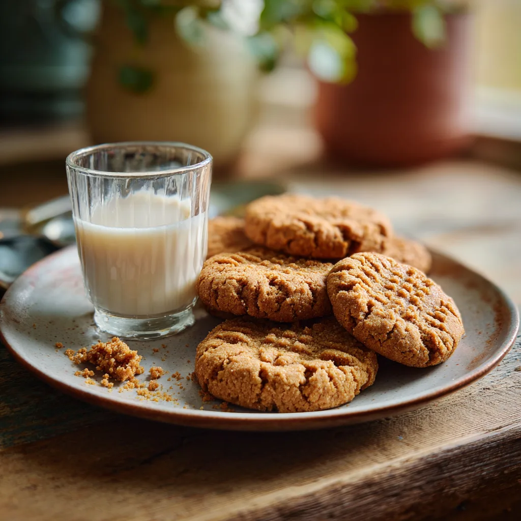 Chewy bakery-style peanut butter cookies served on a plate