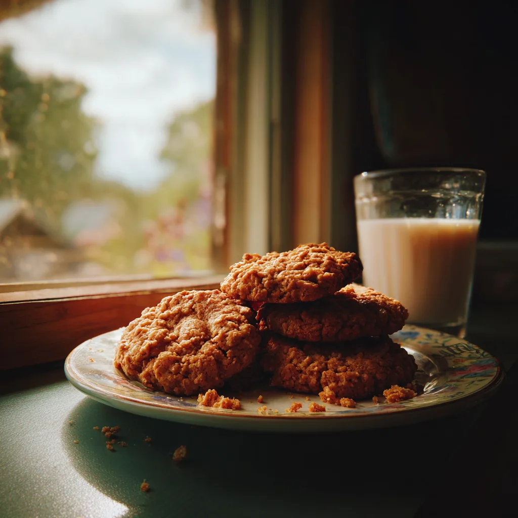 eanut Butter Oat Cookies served with milk for a cozy dessert moment