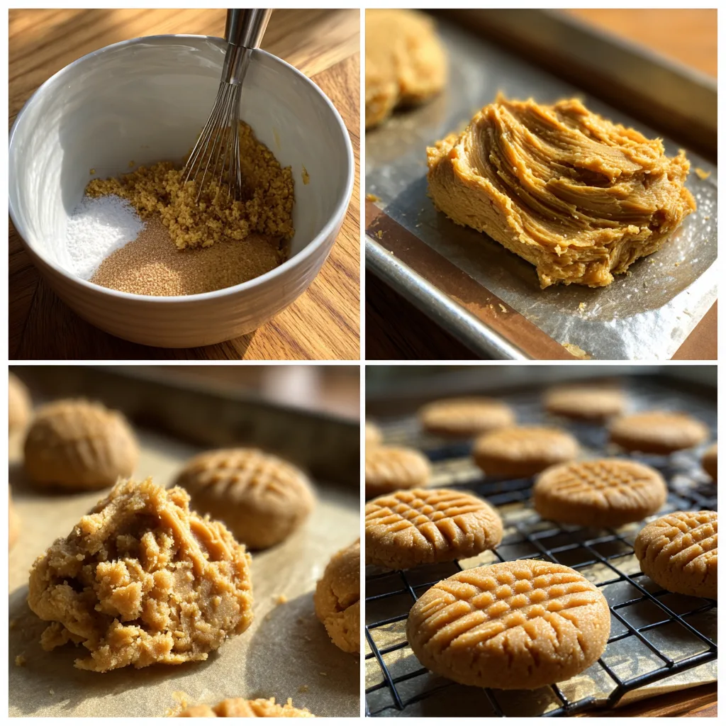 Step-by-step process of making 4-Ingredient PB Cookies (Flourless)