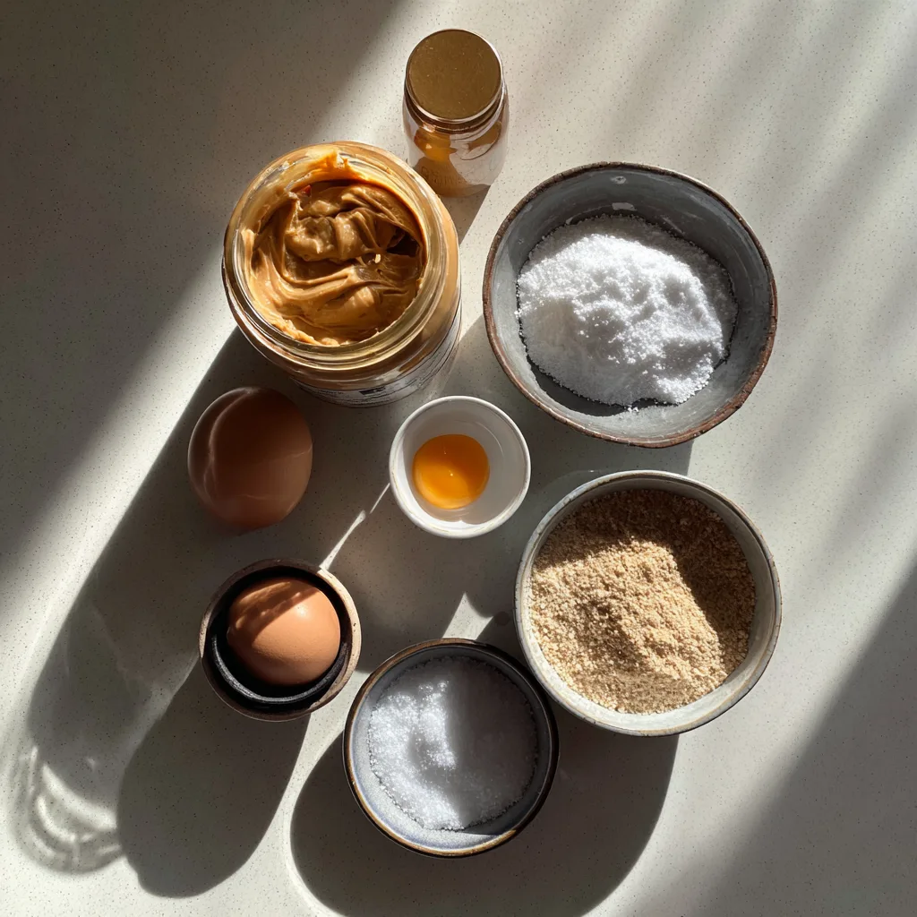 Salted PB Butter Cookies ingredients flat lay.
