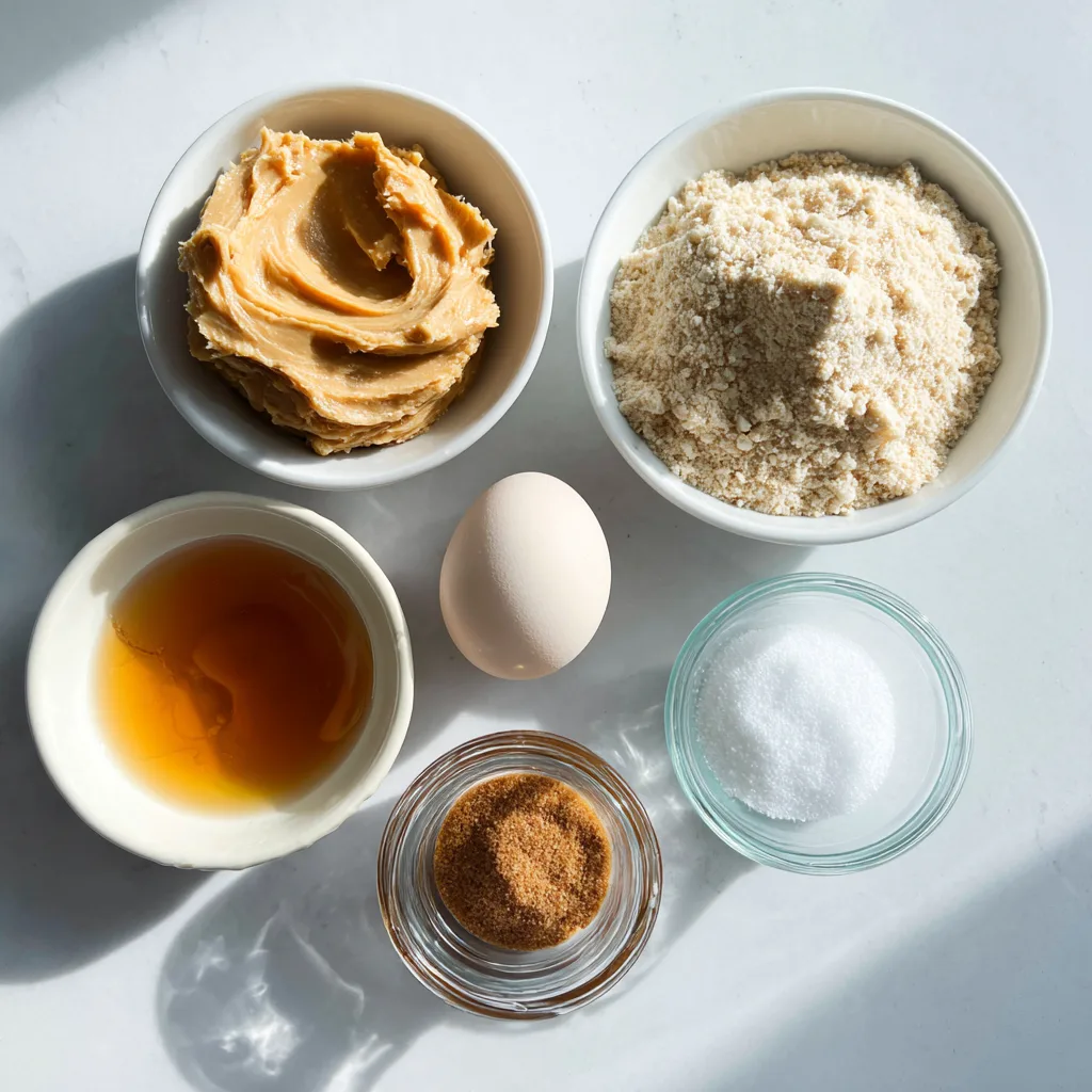 Ingredients for 4-Ingredient PB Cookies (Flourless) displayed on counter