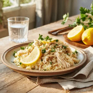 Slow Cooker Lemon Herb Chicken & Rice