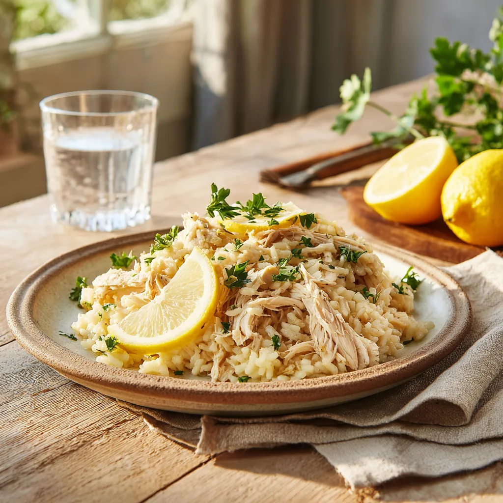 Slow Cooker Lemon Herb Chicken & Rice
