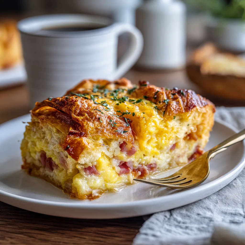 Overnight Croissant Breakfast Casserole
