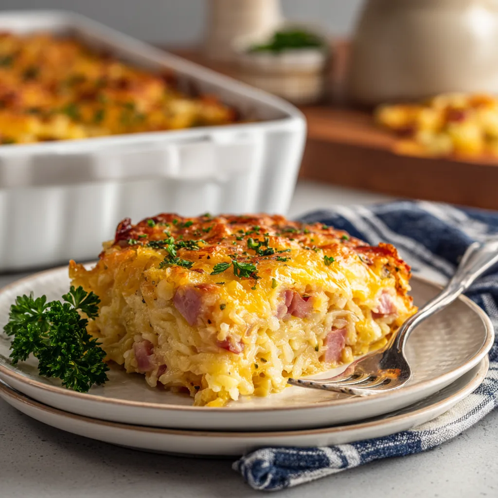 Cheesy Hashbrown and Ham Breakfast Bake