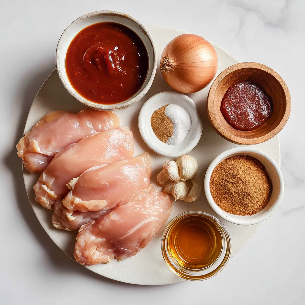 Shredded BBQ Chicken That Will Rock Your Chicken Crockpot Recipes World 2 Ingredients for shredded BBQ chicken with chicken breasts and BBQ sauce