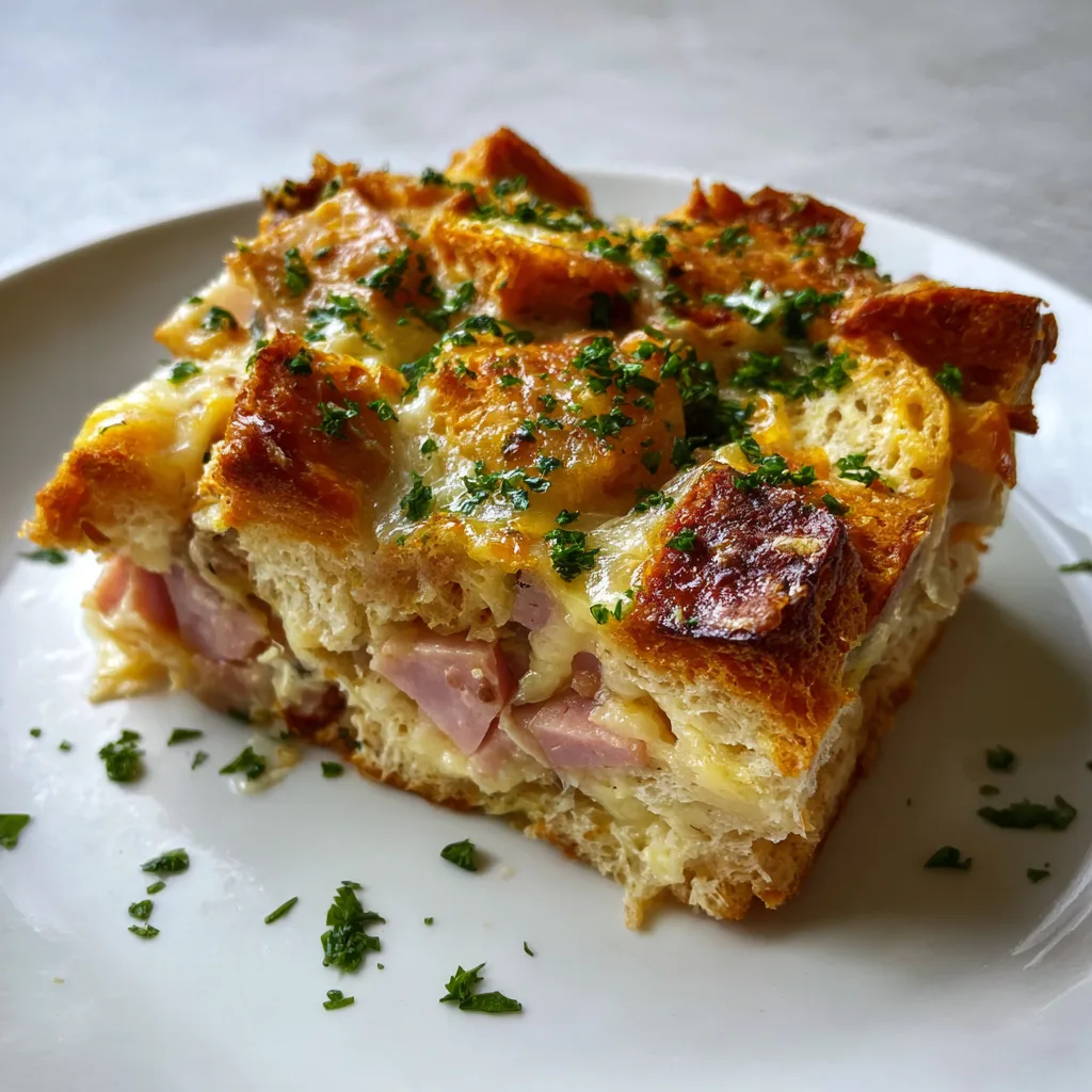 Breakfast Strata with Ham & Swiss