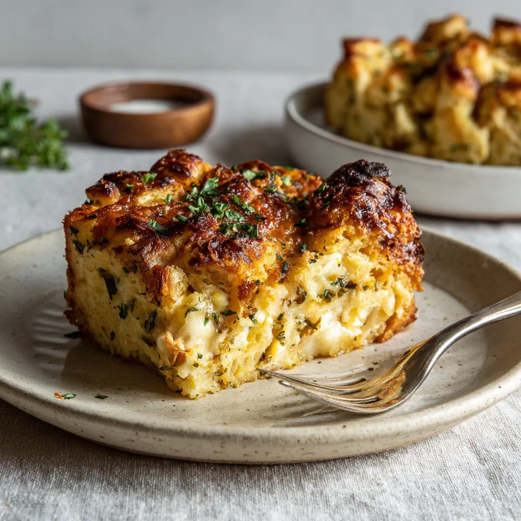 Savory Bread Pudding with Cheese & Herbs