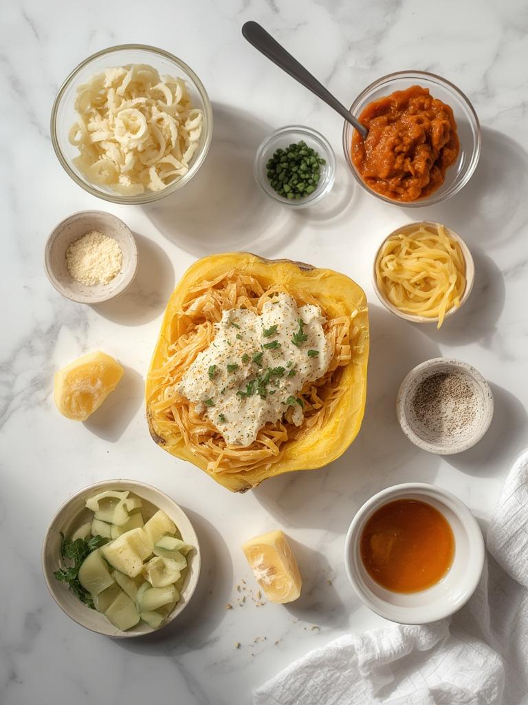 500-Calorie Chicken Alfredo Spaghetti Squash Boats : Guilt-Free Indulgence! 2 500 Calorie Chicken Alfredo Spaghetti Squash Boats 1