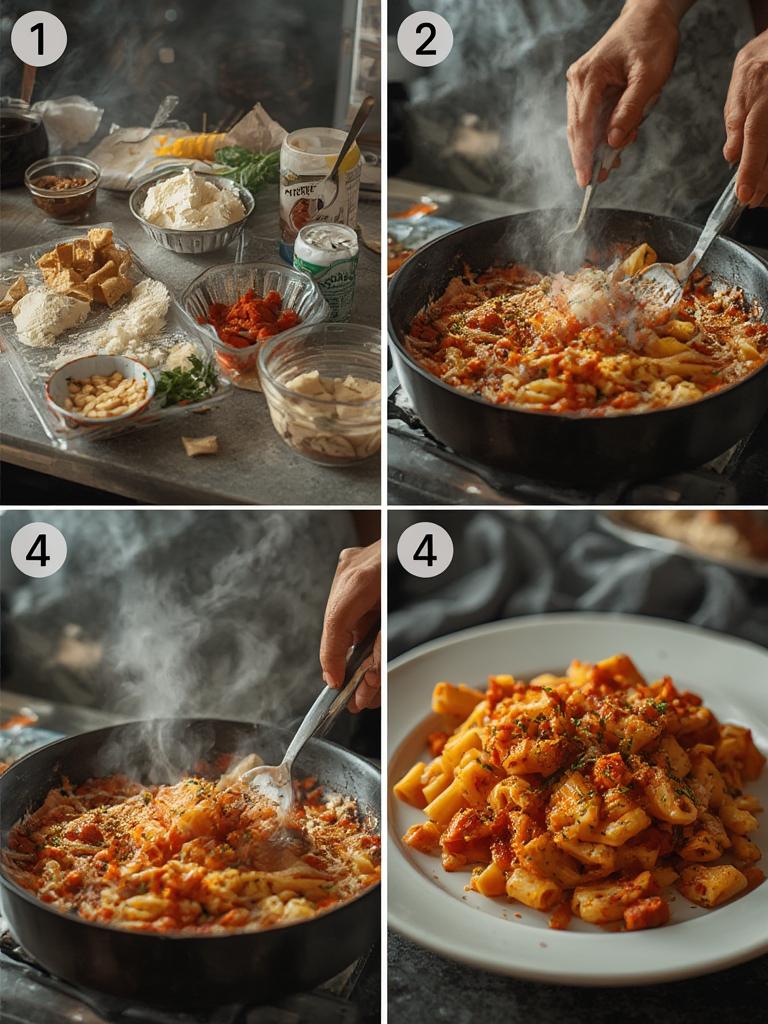 Mixing High Protein Pasta Bake