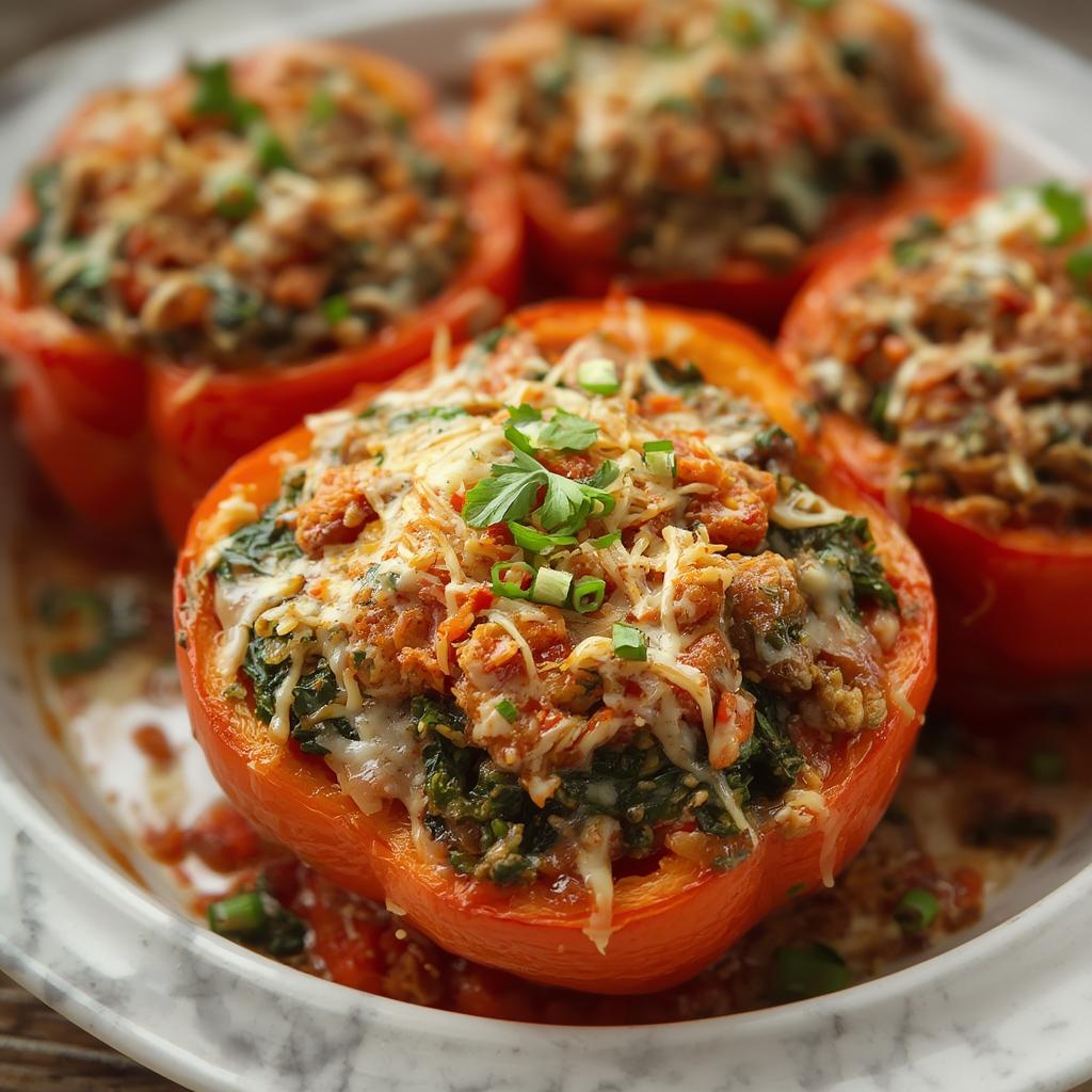 Delicious Quick Turkey & Spinach Stuffed Peppers: Effortless Weeknight Dinner! 4 Quick Turkey Spinach Stuffed Peppers