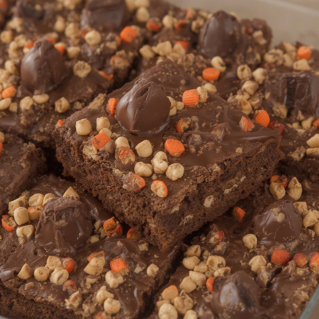 Reeses Brownies with Peanut Butter Cup Topping