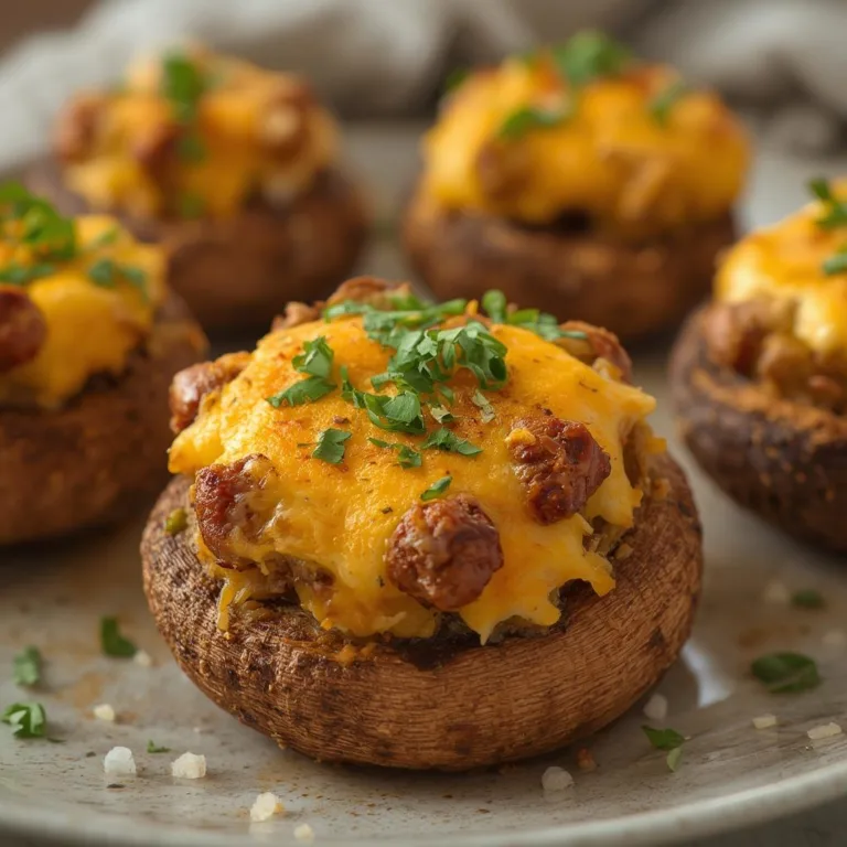 Sausage & Cheddar Stuffed Mushrooms