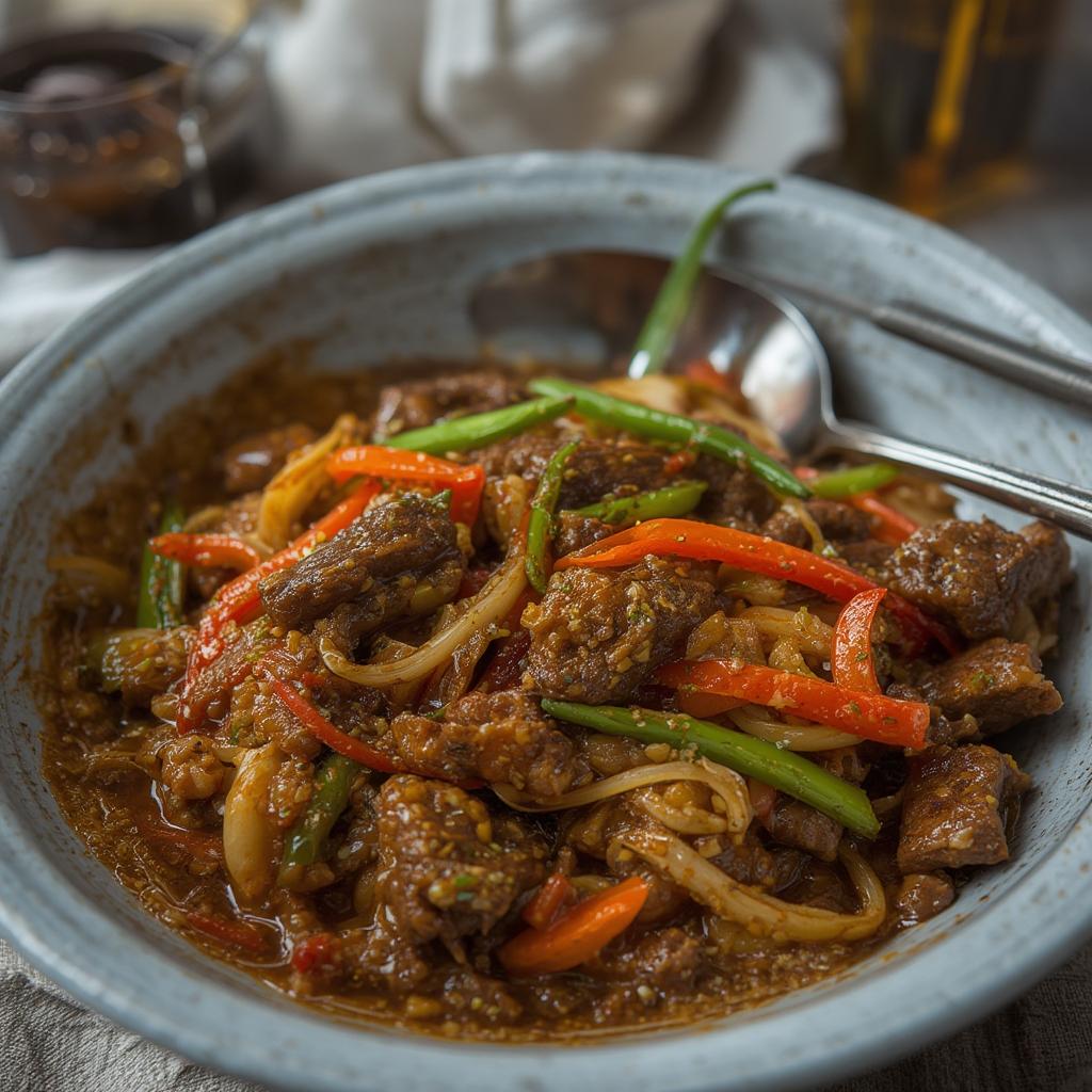Cheap Beef Stir-Fry served in a bowl