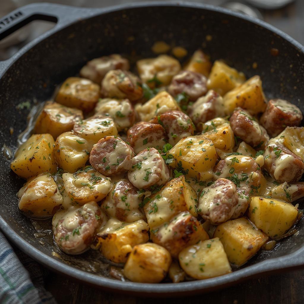 Cheesy Ranch Potatoes and Smoked Sausage