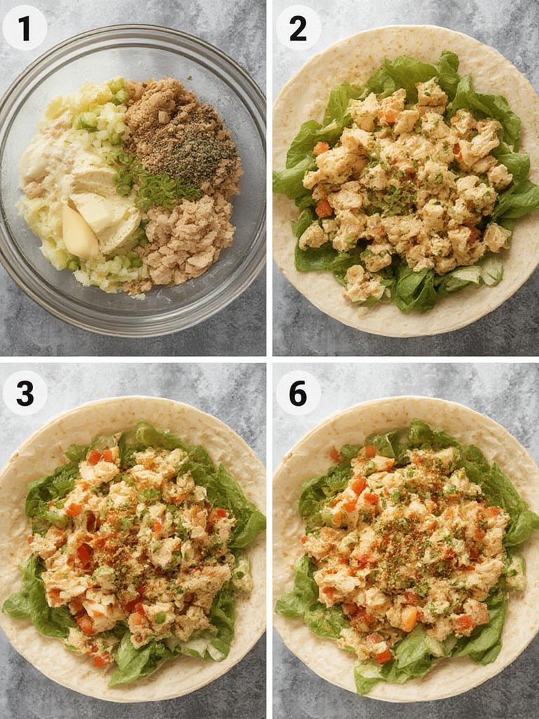 Creamy Garlic Chicken Salad Wraps 2