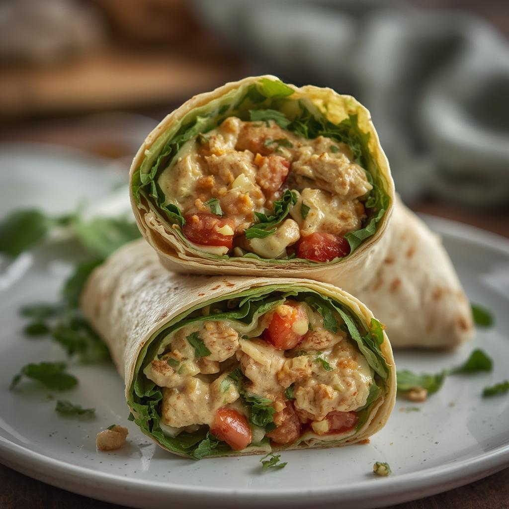 Creamy Garlic Chicken Salad Wraps