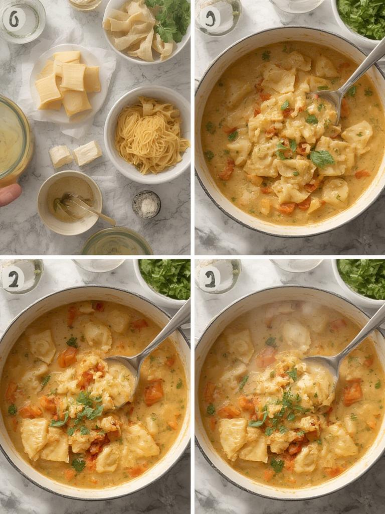 Ladling soup into bowl