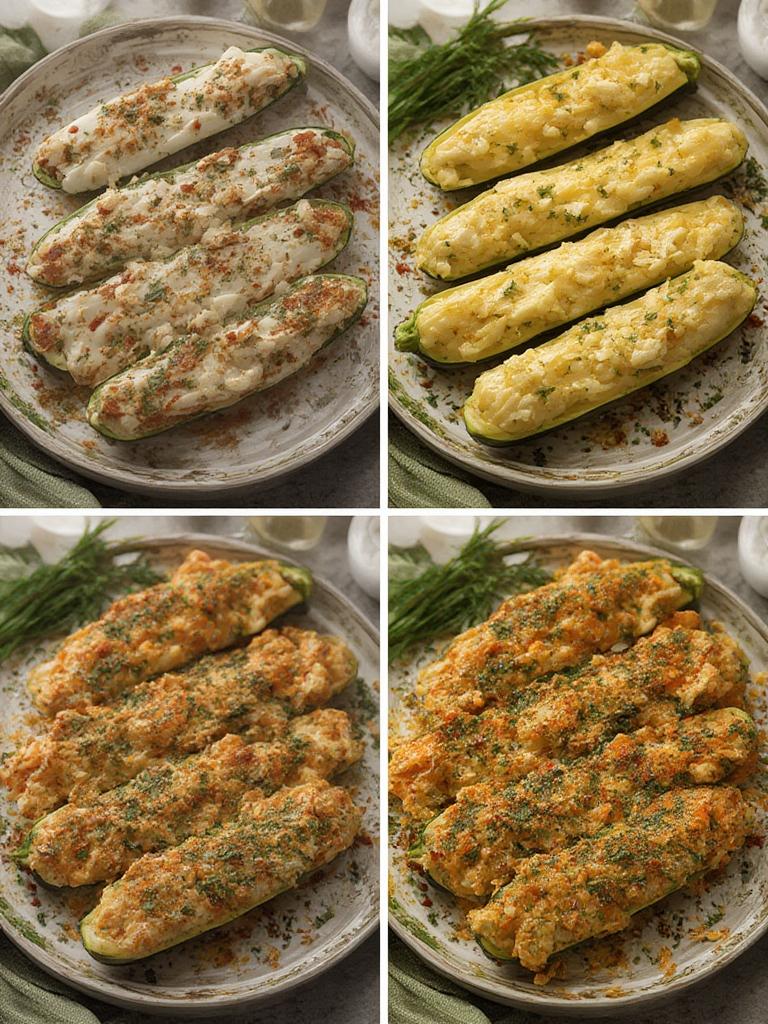 Prepped zucchini boats ready for oven