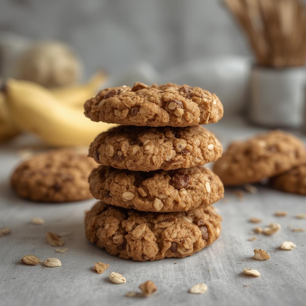 One-bowl banana oat breakfast cookies with no added sugar - Healthy & Easy! 4 Stack of banana oat cookies on a plate