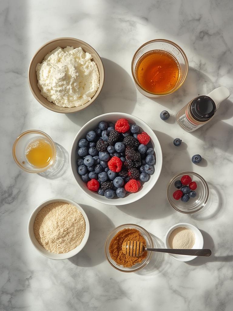 Quick Cottage Cheese & Berry Breakfast Bowl with Honey: Delicious Morning Bliss! 2 Cottage cheese, berries, and honey ingredients