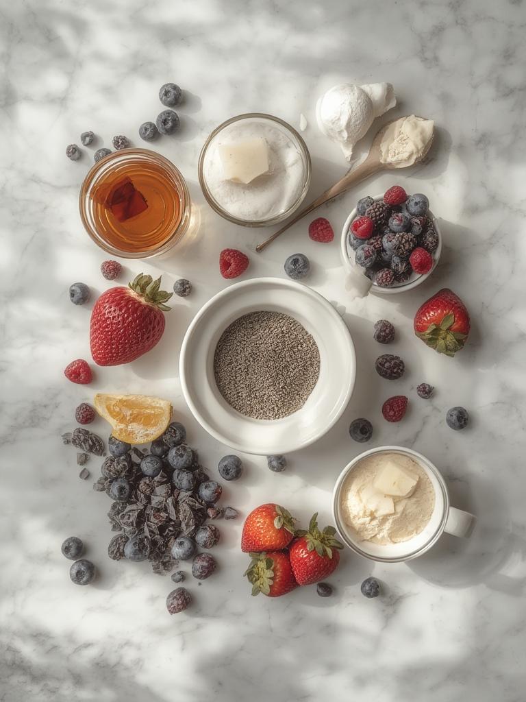 Simple chia pudding with almond milk and seasonal fruit