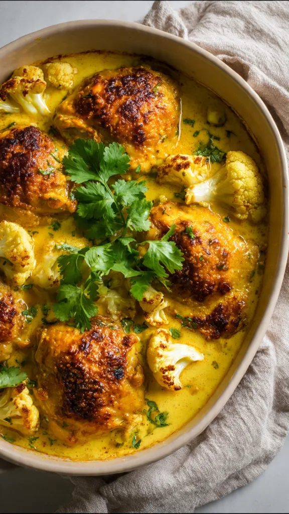 original one pan curry chicken and cauliflower pin