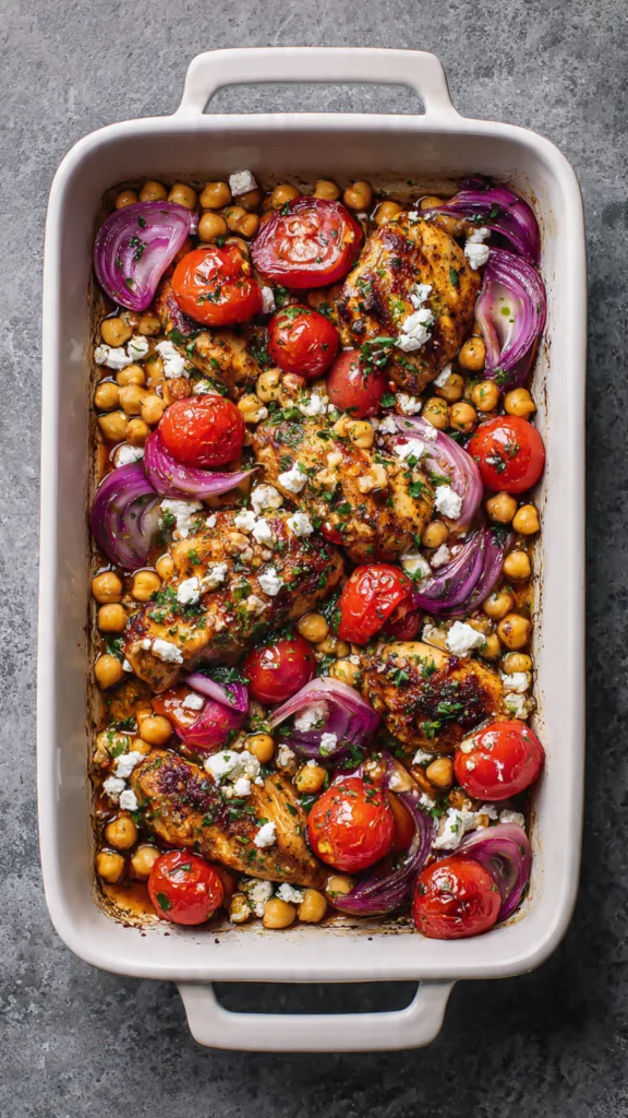 original one pan mediterranean chicken with chickp